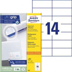Etikety univerzální 105x42,3mm Avery A4 100 archů 
