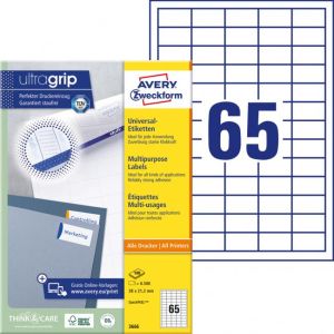 Etikety univerzální 38x21,2mm Avery A4 100 archů 