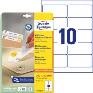 Etikety univerzálně odnímatelné 96x50,8mm Avery A4 25+5 archů