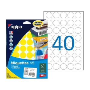 Etikety kruhové 24mm Agipa A5 žluté 