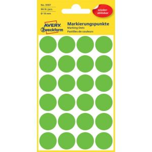 Etikety kruhové 18mm Avery odnímatelné zelené