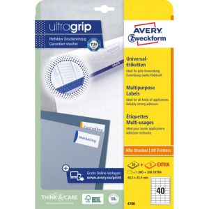 Etikety univerzální 48,5x25,4mm Avery A4 25+5 archů 