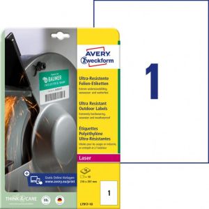 Etikety Avery 210x297 mm, ultra odolné bílé 