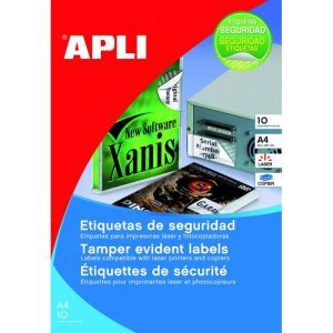 Etikety bezpečnostní APLI `šachovnicový vzor` 45,7 x 21,2 mm A4 stříbrné 10 archů 
