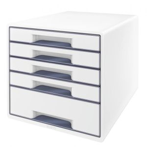 Zásuvkový box Leitz WOW s 5 zásuvkami šedý