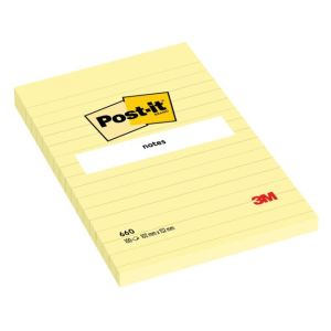 Samolepící bloček Post-it 102x152 žlutý linkovaný 
