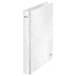 Pořadač 2-kroužkový Leitz WOW laminovaný povrch 4cm perleťově bílý 