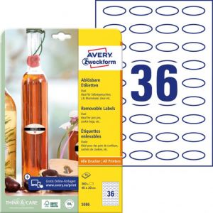 Etikety oválné 40x20mm Avery 10 archů bílé 