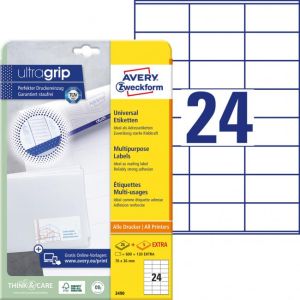 Etikety univerzální 70x36mm Avery A4 25+5 archů