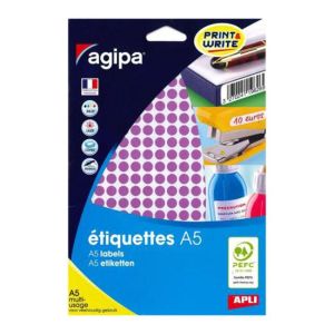 Etikety kruhové 8mm Agipa A5 fialové 