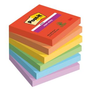 Samolepící bloček Post-it Super Sticky PLAYFUL, velikost 76x76 mm, 6 bločků po 90 lístků 
