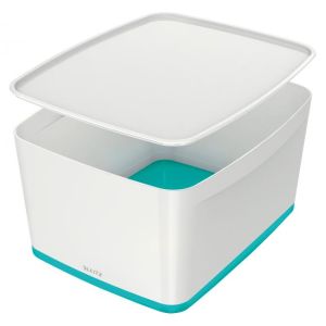 Úložný box s víkem Leitz MyBox, velikost L bílá/ledově modrá 
