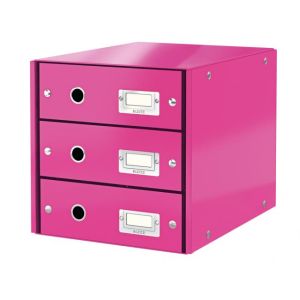 Zásuvkový box Leitz Click & Store 3 zásuvky metalická růžová 