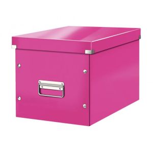 Čtvercová krabice Click & Store A4 metalická růžová 