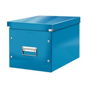 Čtvercová krabice Click & Store A4 metalická modrá 