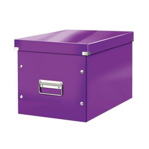 Čtvercová krabice Click & Store A4 metalická purpurová 