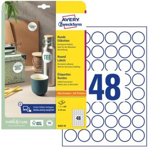 Etikety univerzální kruhové 30mm Avery A4 10 archů 