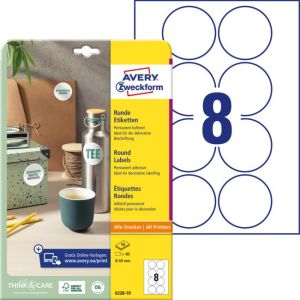 Etikety univerzální kruhové 69mm Avery A4 10 archů 
