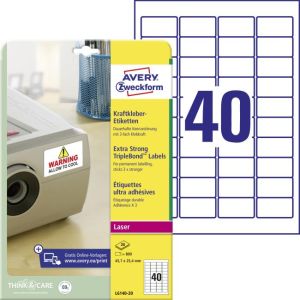 Etikety odolné pro speciální použití s trojnásobnou lepivostí Avery 45,7x25,4mm bílé 