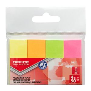 Samolepicí záložky Office Products 20x50mm neon 4x50 lístků 