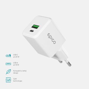 Epico UltraBoost GaN 20W sieťový adaptér EA20 - biela 9915101100200