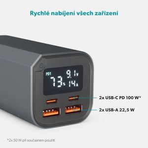 Epico Alu Power Bank PD 100W - 20 000mAh - šedá 9915111900106