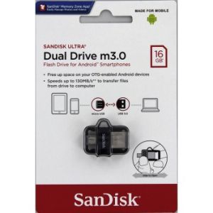 SanDisk Ultra Dual Drive M3/16GB/130MBps/USB 3.0/Micro USB + USB-A SDDD3-016G-G46