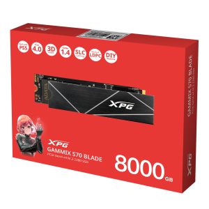 ADATA GAMMIX S70 BLADE/8TB/SSD/M.2 NVMe/Čierna/Heatsink/5R AGAMMIXS70B-8000G-CS