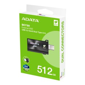 ADATA externý SSD SC730 512GB USB-C+A SC730-512G-CACTI