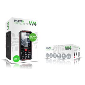 EVOLVEO StrongPhone W4, vodotesný odolný Dual SIM telefón, čierno-červená SGP-W4-BR