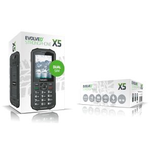 EVOLVEO StrongPhone X5, vodotesný odolný Dual SIM telefón, čierno-šedá SGP-X5-GY