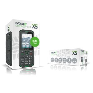 EVOLVEO StrongPhone X5, vodotesný odolný Dual SIM telefón, čierno-zelená SGP-X5-GR