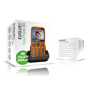 EVOLVEO EasyPhone XR, mobilný telefón pre seniorov s nabíjacím stojanom, oranžový EP-601-XR-OR