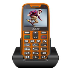 EVOLVEO EasyPhone XR, mobilný telefón pre seniorov s nabíjacím stojanom, oranžový EP-601-XR-OR