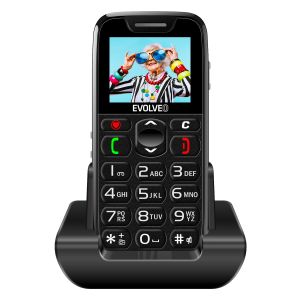 EVOLVEO EasyPhone, mobilný telefón pre seniorov s nabíjacím stojanom, čierna EP-501-BK
