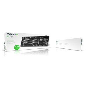 EVOLVEO K1010, klávesnica s bielym podsvietením, K1010-BK-CZ