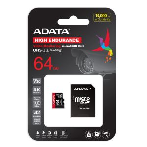 Adata High Endurance/Micro SD/64GB/UHS-I U3 / Class 10/+ Adaptér AUSDX64GUI3V30SHA2-RA1