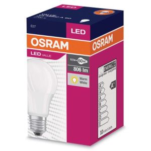 Osram LED žárovka E27  9,5W 2700K 806lm VALUE A60-klasik matná 4052899326842