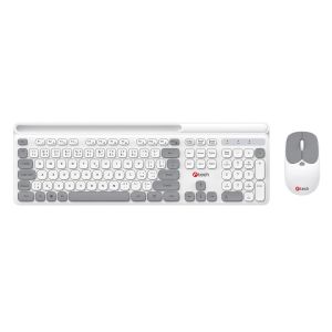 Klávesnice C-TECH Quallis WLKMC-05, bezdrátový combo set s myší, bílá, USB, CZ/SK WLKMC-05W