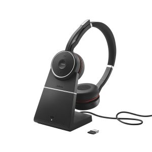 Jabra Evolve 75 SE/Stereo/ANC/BT/Bezdrať/MS/Stand/Čierna-červená 7599-842-199