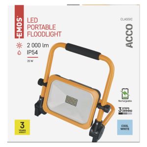 EMOS PRENOSNÝ NABÍJACÍ LED REFLEKTOR ACCO 20W, 2000LM, IP54 1531282200