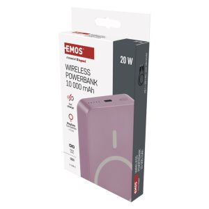EMOS POWERBANKA WI1046, bezdrôtové nabíjanie 20W, 10.000mAh, LOSOSOVÁ, 1xUSB-C 1613055102
