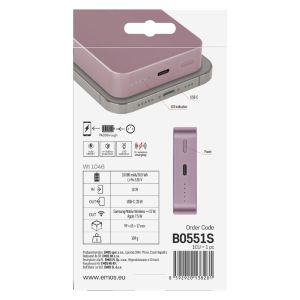 EMOS POWERBANKA WI1046, bezdrôtové nabíjanie 20W, 10.000mAh, LOSOSOVÁ, 1xUSB-C 1613055102
