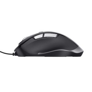TRUST Fyda/Ergonomická/Optická/Pre pravákov/5 000 DPI/Drôtová USB/Čierna-strieborná 24728