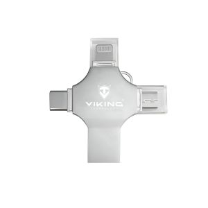 Viking 4v1/Flash USB/16GB/USB 3.0/USB-A + USB-C/+ Adaptér/Strieborná VUF16GBS