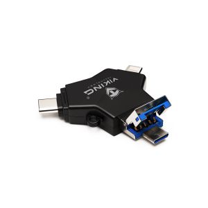 VIKING USB FLASH DISK 3.0 4v1 128GB, S KONCOVKOU APPLE LIGHTNING, USB-C, MICRO USB, USB3.0, čierna VUFII128B