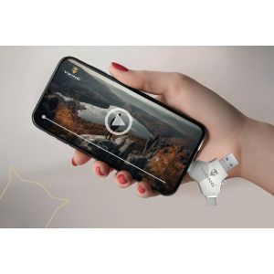 VIKING USB FLASH DISK 3.0 4v1 128GB, S KONCOVKOU APPLE LIGHTNING, USB-C, MICRO USB, USB3.0, čierna VUFII128B