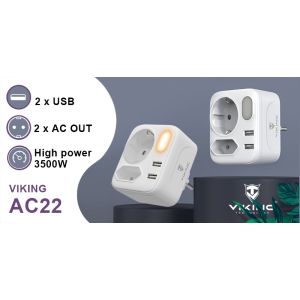 Sieťový adaptér Viking AC22, rozbočovač, 4 výstupy VAC22