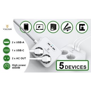 Sieťový adaptér Viking AC23, rozbočovač, 5 výstupov VAC23