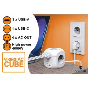 Sieťový adaptér Viking AC Cube, rozbočovač, 8 výstupov VACCUBE
